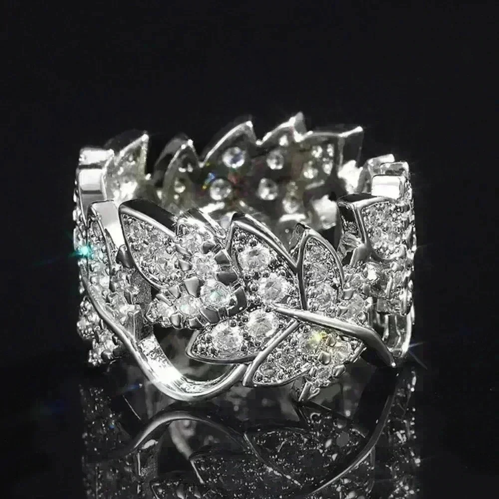🍁925 Silver Plated Beautiful Silver Bague Leaf Women Ring, GPMB1433